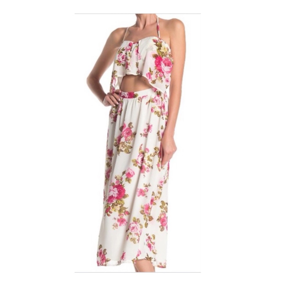 WAVF - Daria Floral Knot Halter Dress